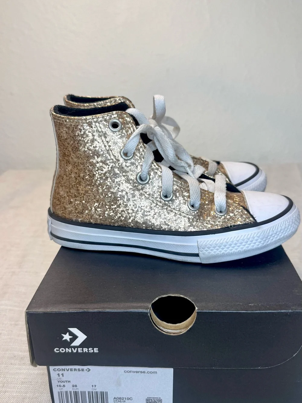 Converse Kids Gold Glitter High Top Sneakers
